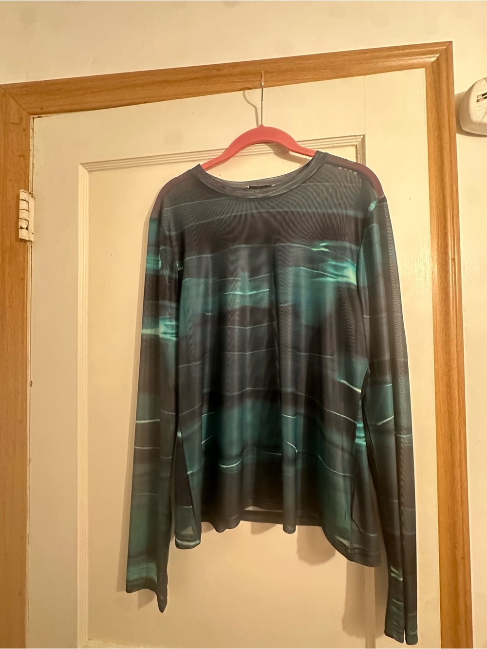 Remi x Revolve Sheer Long Sleeve Shirt - Teal & Black